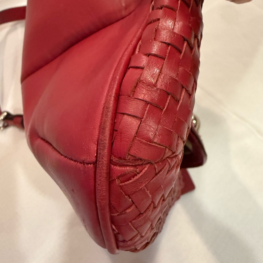 Vintage Coach 19314 Red Kristin Woven Leather Shoulder Bag Purse Hobo - Picture 13 of 13
